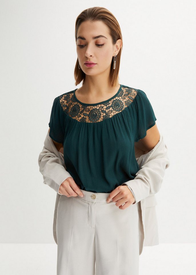 bonprix Kurzarmbluse Bluse aus reiner Viskose von bonprix