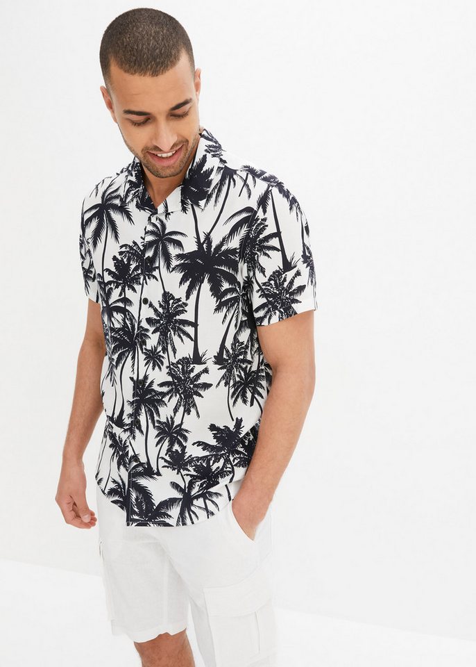 bonprix Kurzarmhemd Kurzarmhemd aus Viskose, Slim Fit von bonprix