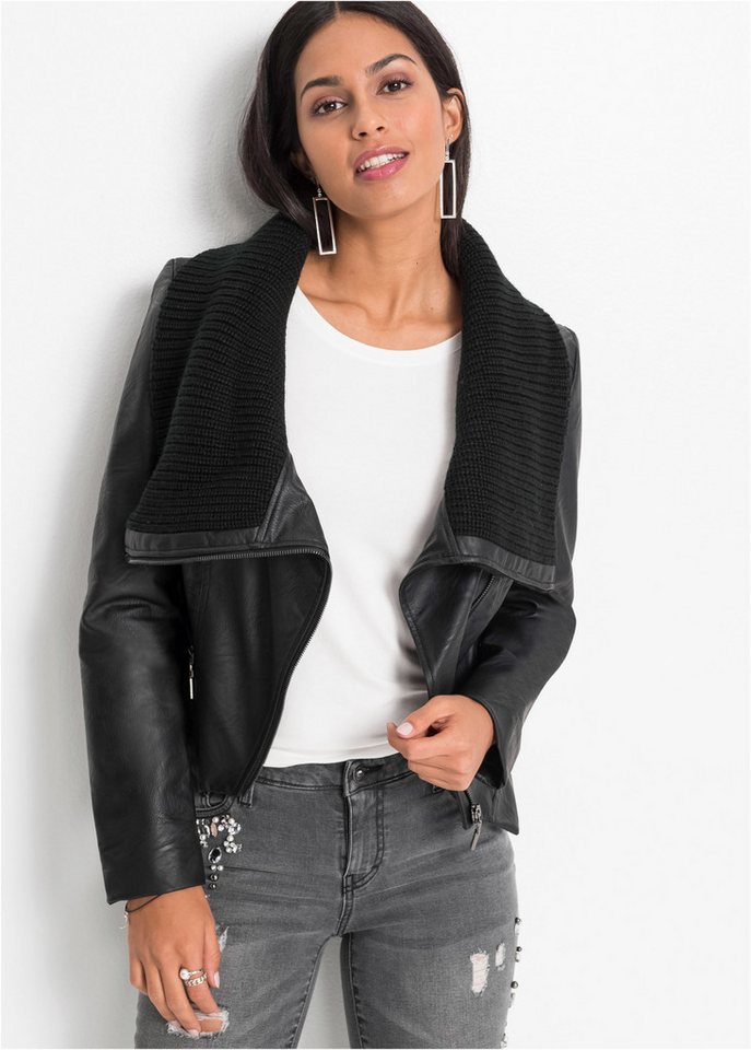 bonprix Lederimitatjacke mit asymetrischem Schalkragen von bonprix