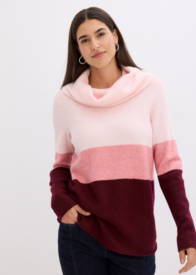 bonprix Rollkragenpullover mit Wasserfallkragen und Colourblocking von bonprix