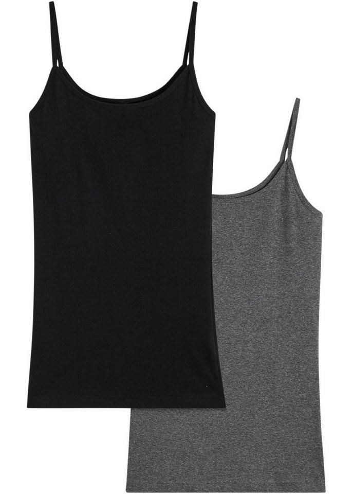 bonprix Spaghettitop (Packung, 2-tlg., 2) Spaghettiträger-Top aus reiner Baumwolle, 2er Pack von bonprix