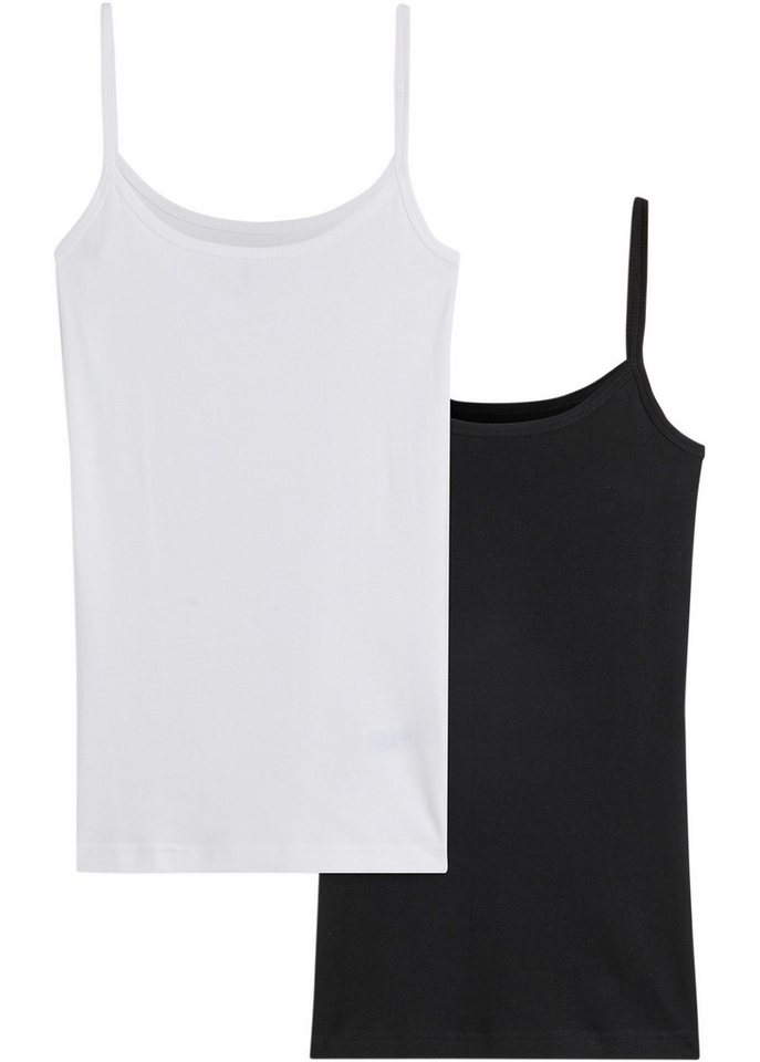 bonprix Spaghettitop (Packung, 2-tlg., 2) Spaghettiträger-Top aus reiner Baumwolle, 2er Pack von bonprix