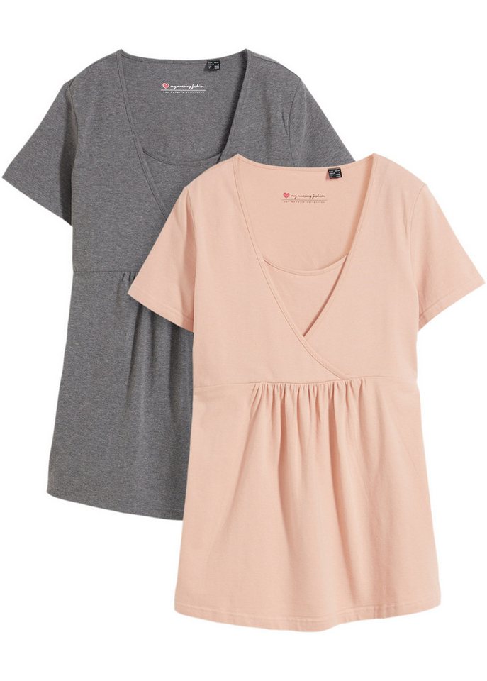 bonprix Stillshirt (Packung, 2-tlg., 2) 2-in-1 Umstands- und Stillshirts (2er Pack) von bonprix