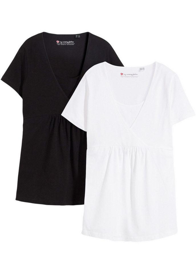 bonprix Stillshirt (Packung, 2-tlg., 2) 2-in-1 Umstands- und Stillshirts (2er Pack) von bonprix