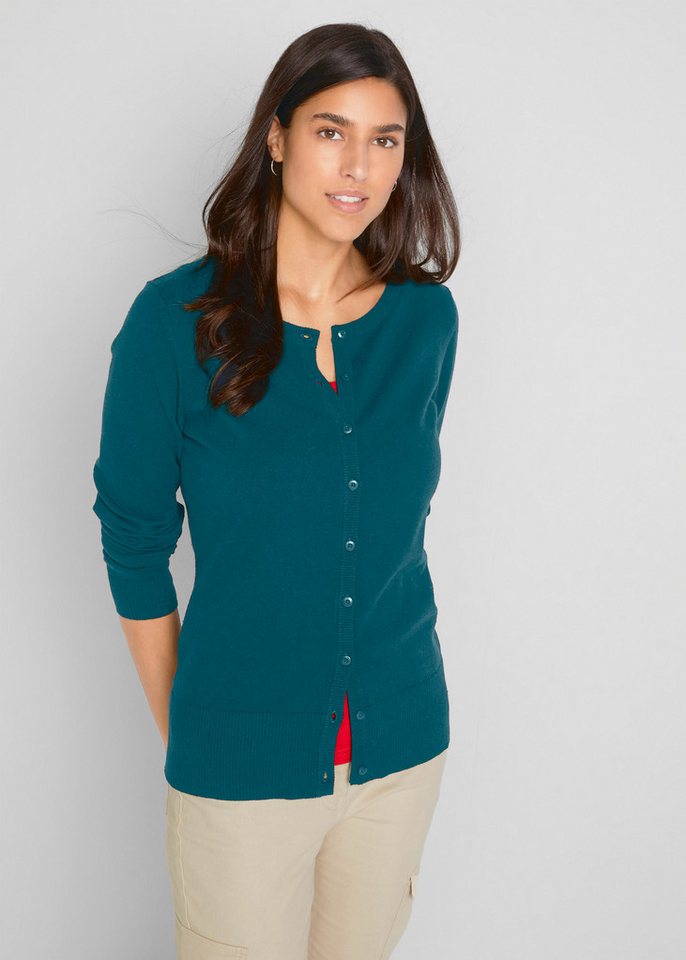 bonprix Strickjacke mit Rundhalsausschnitt und dezenter Knopfleiste von bonprix