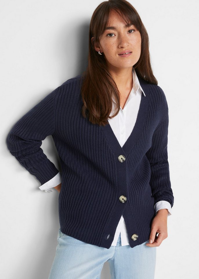 bonprix Strickjacke Gerippte Strickjacke von bonprix