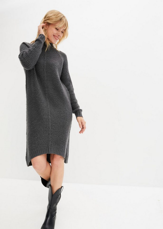 bonprix Strickkleid Strickkleid mit Vokuhila-Saum von bonprix