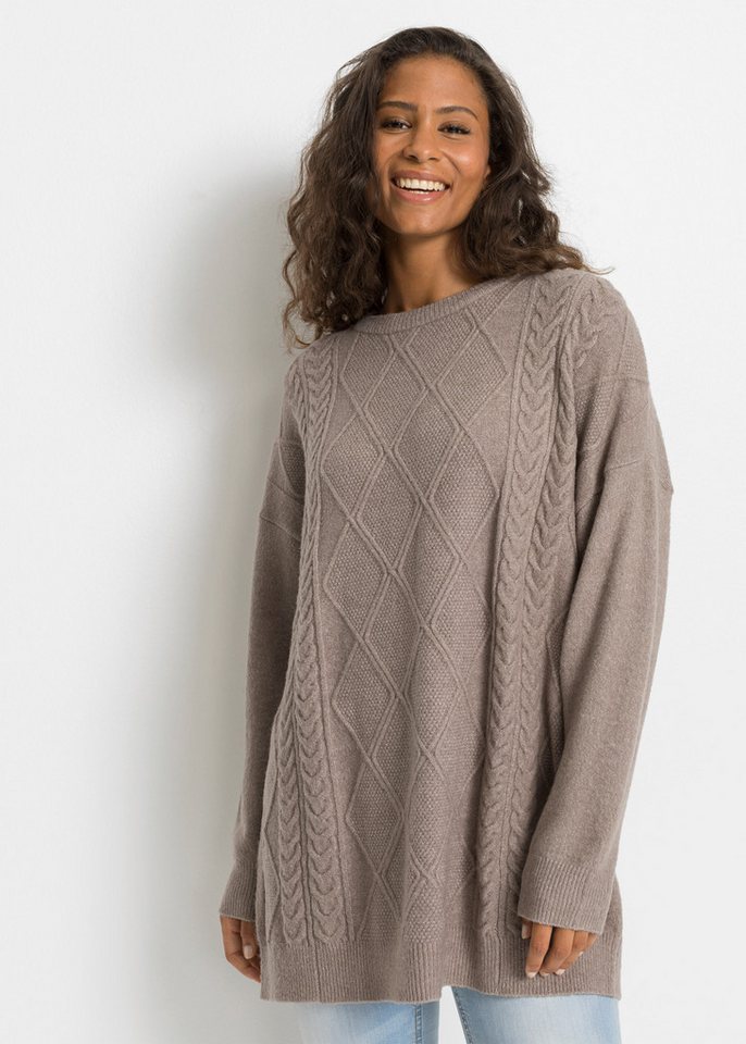bonprix Strickpullover Oversize-Pullover mit Zopfmuster von bonprix