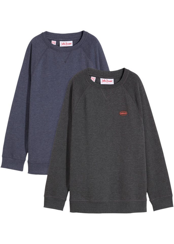 bonprix Sweatshirt (Packung, 2-tlg., 2) im 2er Pack, meliert, mit Rundhals von bonprix