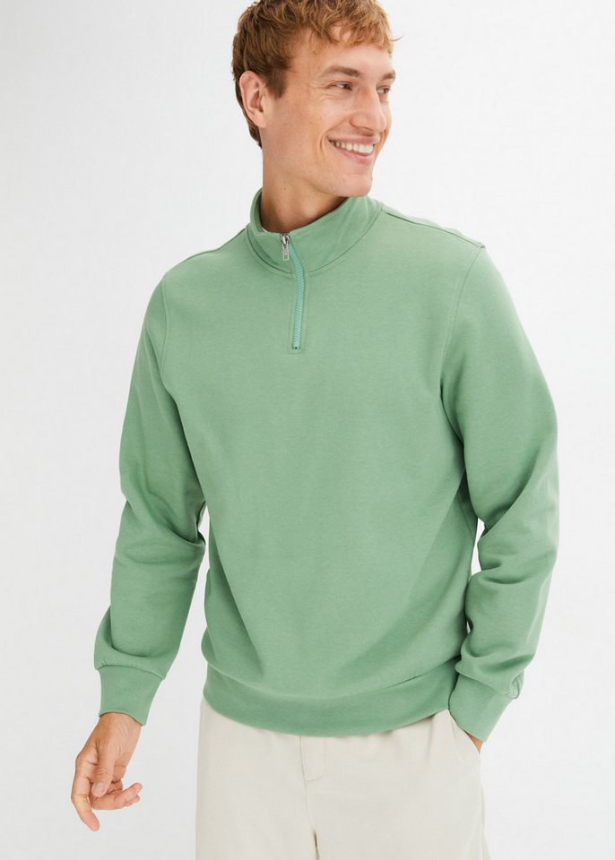 bonprix Sweatshirt Sweatshirt mit Troyerkragen von bonprix