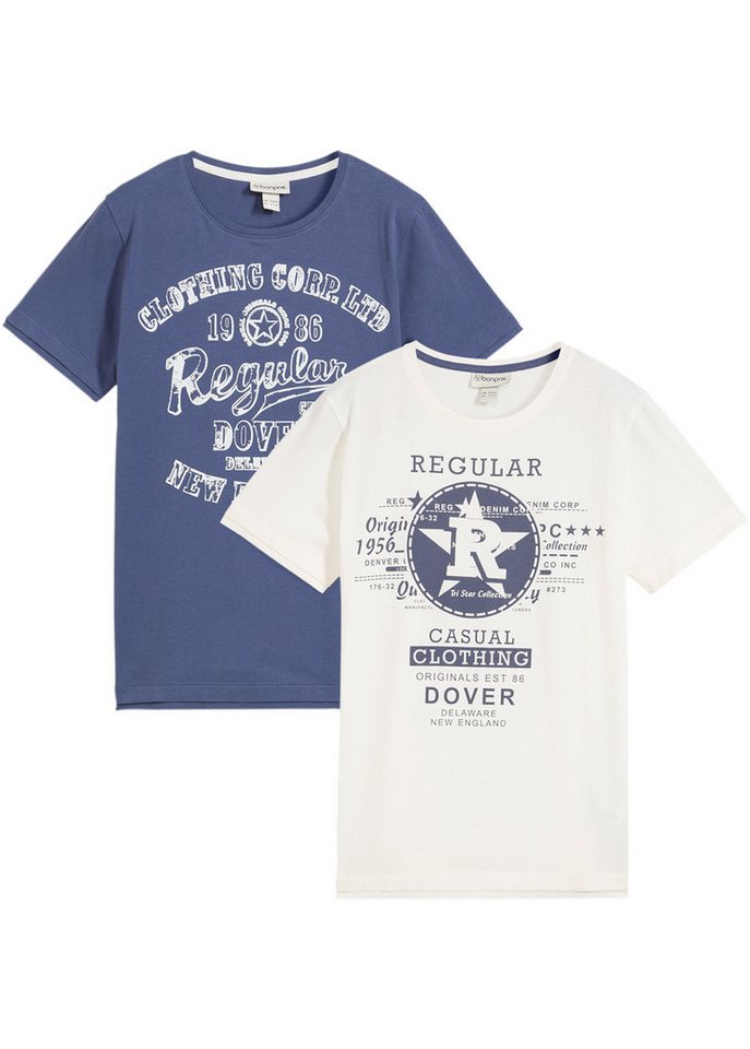 bonprix T-Shirt (Packung, 2-tlg., 2) T-Shirt aus reiner Baumwolle (2er Pack) von bonprix
