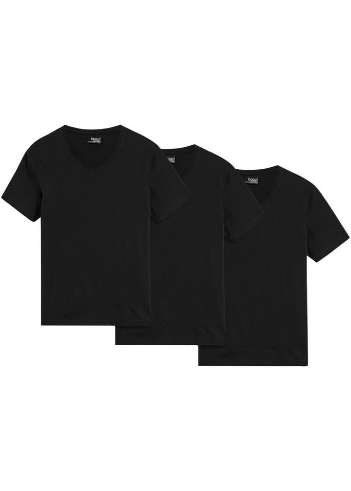 bonprix T-Shirt (Packung, 3-tlg., 3) T-Shirt mit V-Ausschnitt (3er Pack) von bonprix