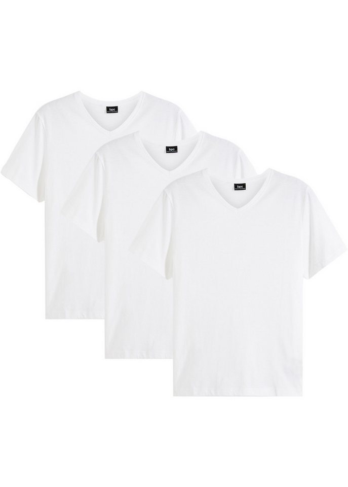 bonprix T-Shirt (Packung, 3-tlg., 3) T-Shirt mit V-Ausschnitt (3er Pack) von bonprix