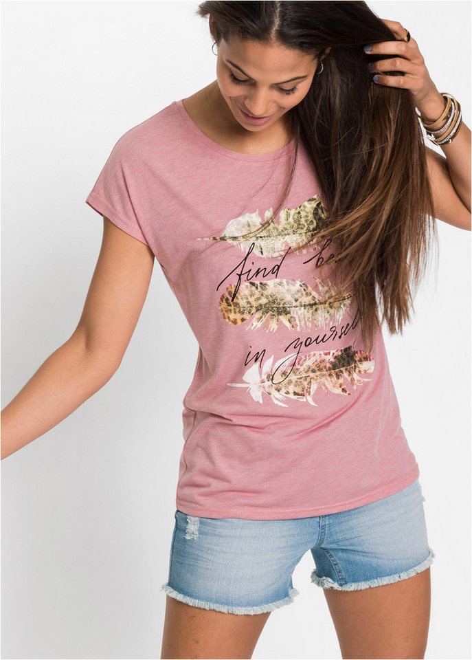 bonprix T-Shirt T-Shirt mit Glitzerdruck von bonprix