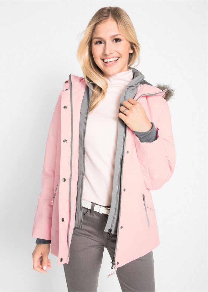 bonprix Winterjacke in 2-in 1 Optik, mit integrietem Fleeceeinsatz und Kapuze von bonprix