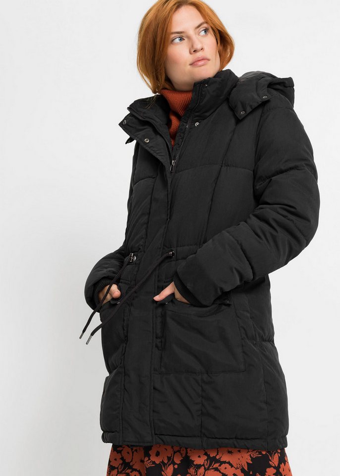 bonprix Winterjacke Winterjacke mit abnehmbarer Kapuze und verstellbarem Taillenbündchen von bonprix