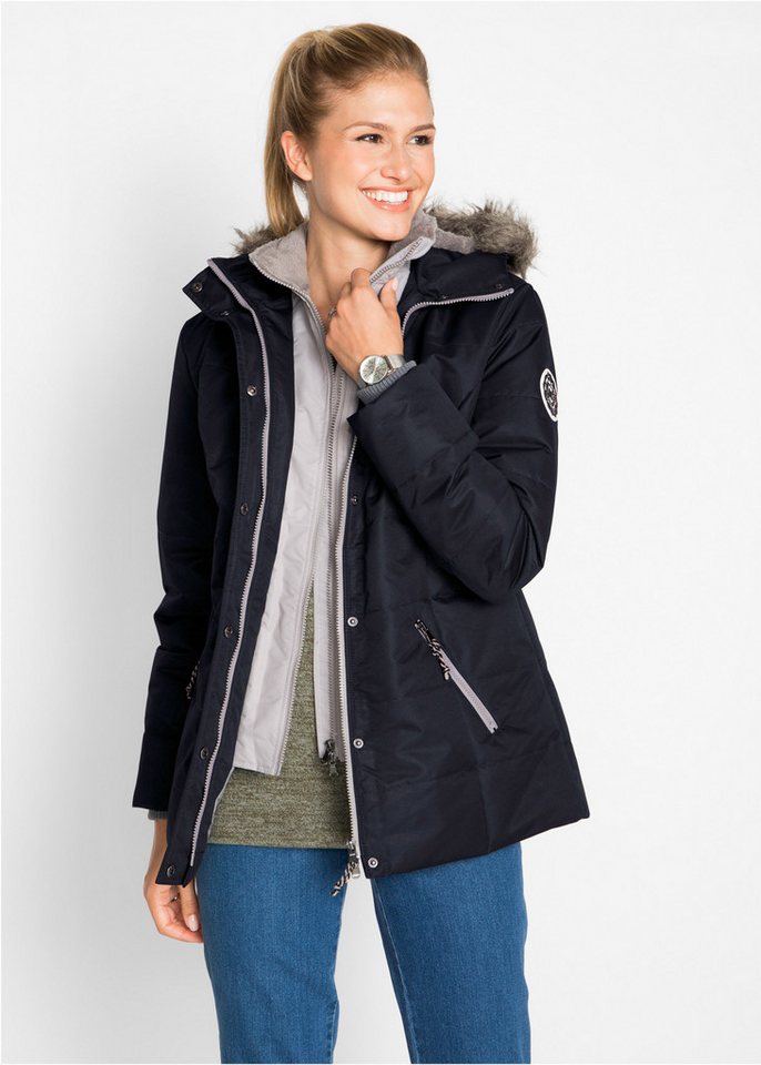 bonprix Winterjacke in 2-in 1 Optik, mit integrietem Fleeceeinsatz und Kapuze von bonprix