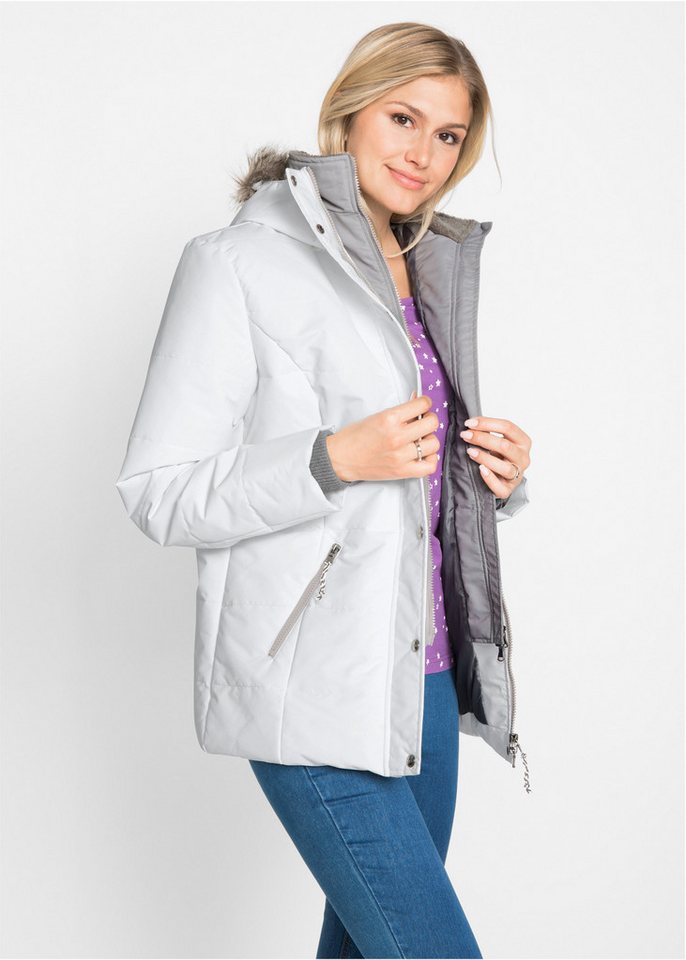 bonprix Winterjacke in 2-in 1 Optik, mit integrietem Fleeceeinsatz und Kapuze von bonprix