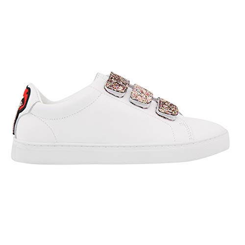 bons baisers de paname Edith Glitter Tongue Sneaker Damen Weiss - 37 - Sneaker Low Shoes von bons baisers de paname