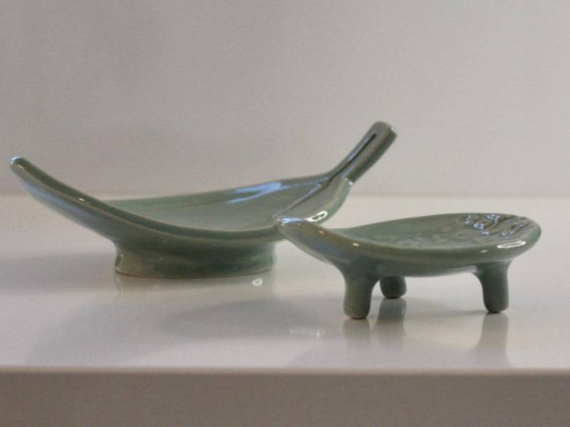 2-Er Set Schmucktellerchen, Steinzeug, Hellgrün von bontigoBAY