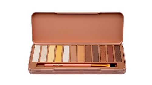 bonvoyage Essentials Sunset in Cali, Lidschattenpalette mit Pinsel, 12 Lidschatten mit Cremigen, Verblendbaren Farben, Glitzernde und Matte Nude-Töne und von Kalifornien Inspirierte, Intensive Nuancen von bonvoyage