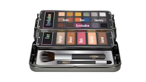bonvoyage Hello Beautiful, 26-teiliges Schminkset mit Spiegel, Lidschatten, Bronzer, Rouge, Highlighter und Pinseln, Tragbares Makeup Set mit Verblendbaren, Intensiven Farben von bonvoyage