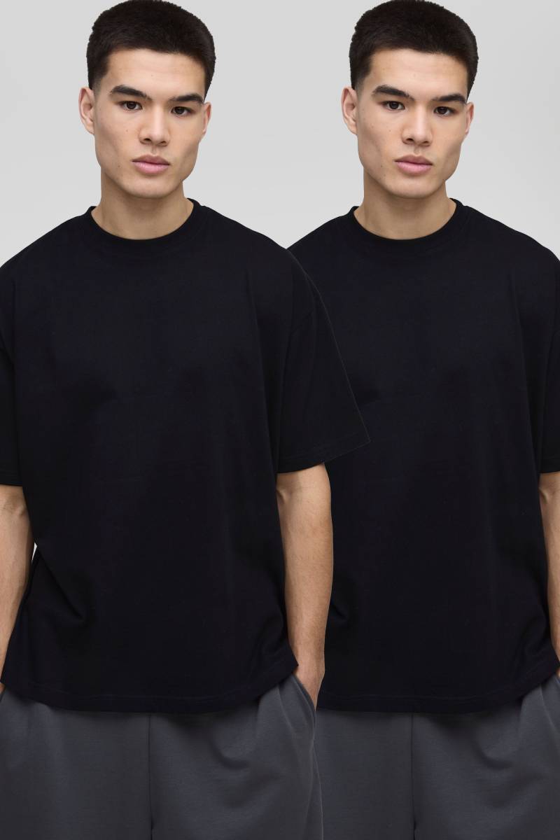 2Er-Pack Basic Oversize Rundhals T-Shirt - Black - Xs, Black 2Er-Pack Basic Oversize Rundhals T-Shirt - Black - Xs, Black von boohoo