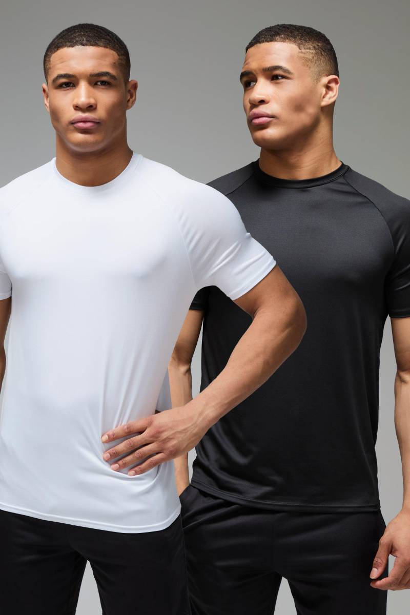 2Er-Pack Man Active Lightweight Essentials Raglan T-Shirts - Multi - M, Multi von boohoo