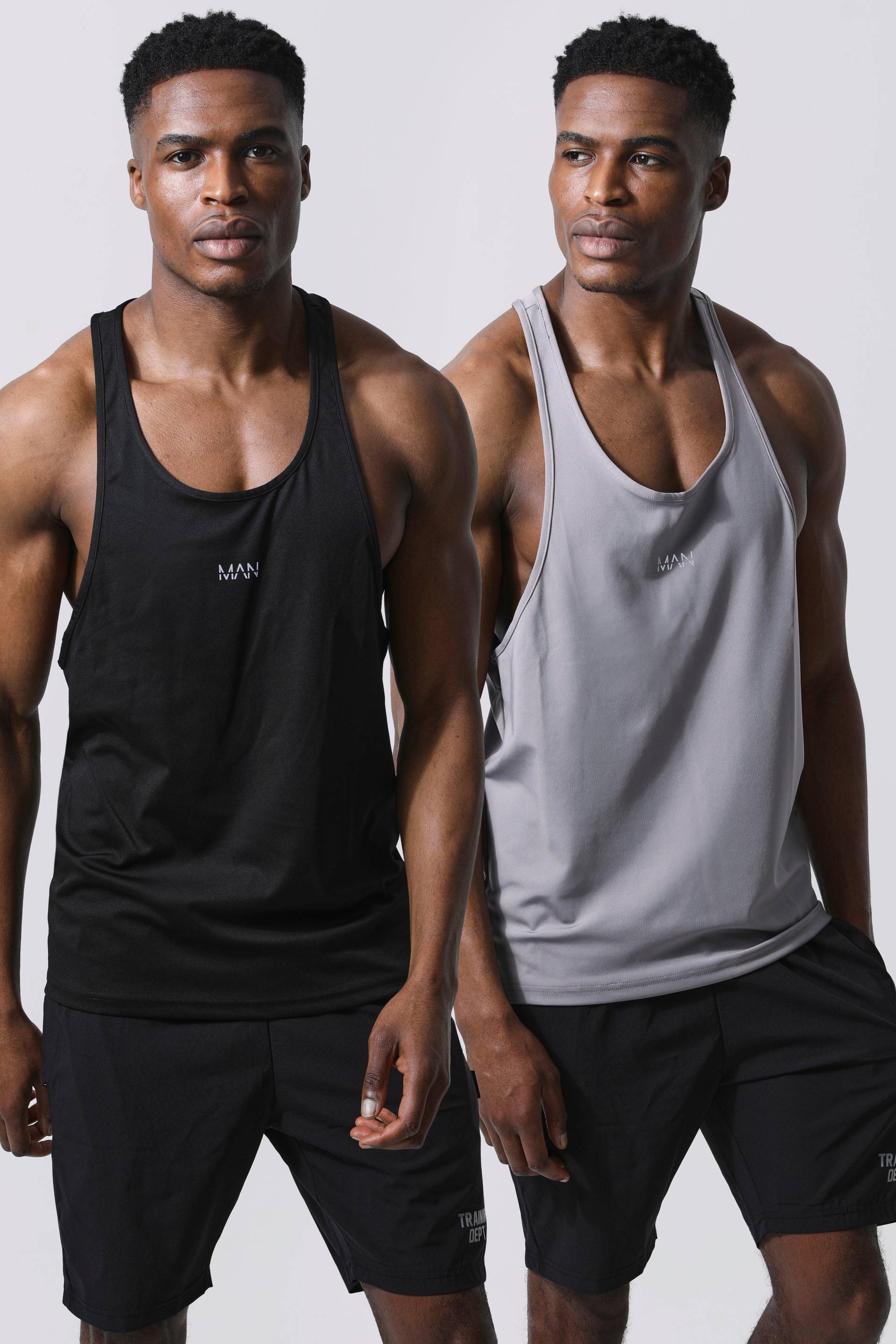 2Er-Pack Man Active Vesttops - Multi - M, Multi von boohoo