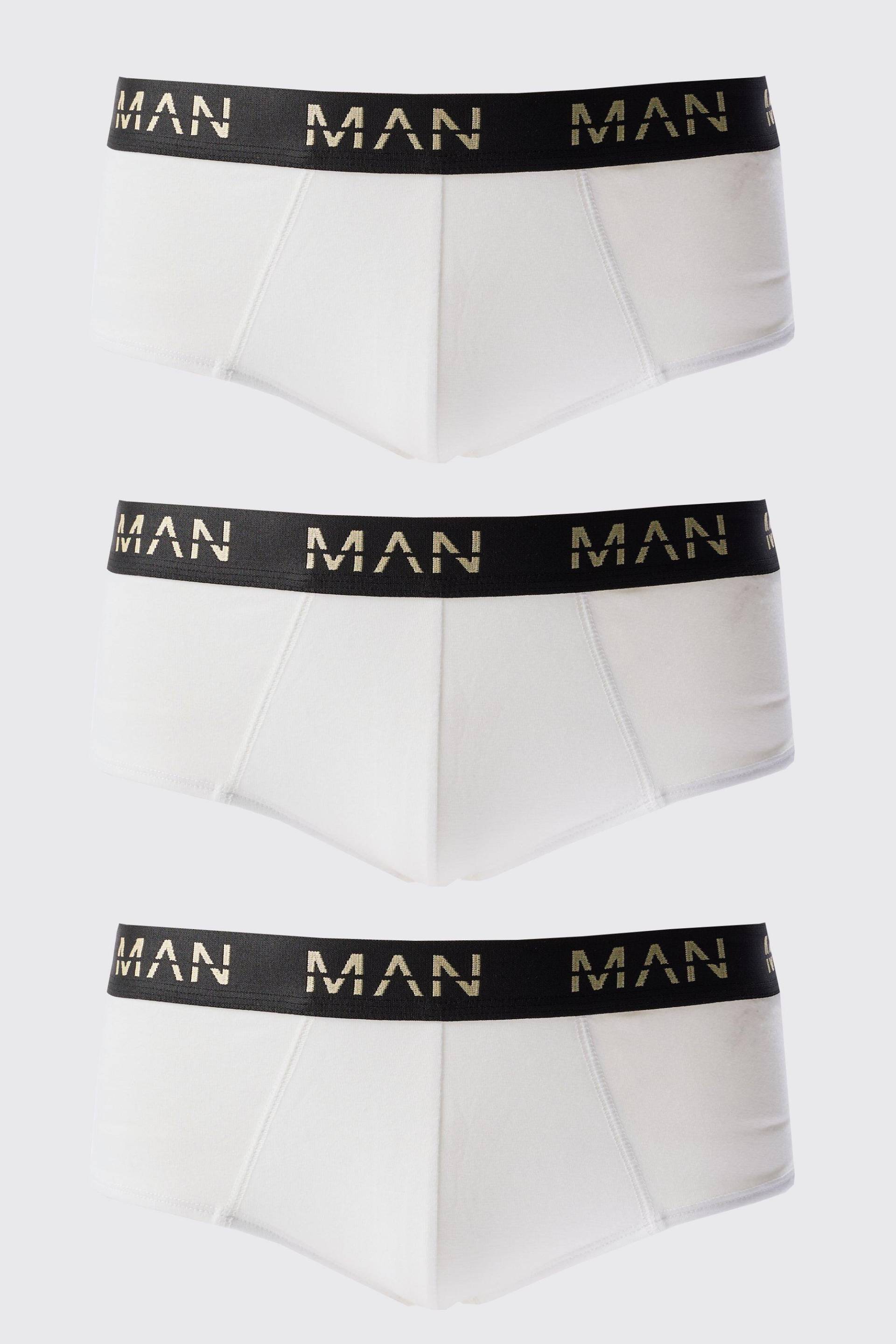 3Er-Pack Goldene Man-Dash Boxershorts In Weiß - White - M, White von boohoo