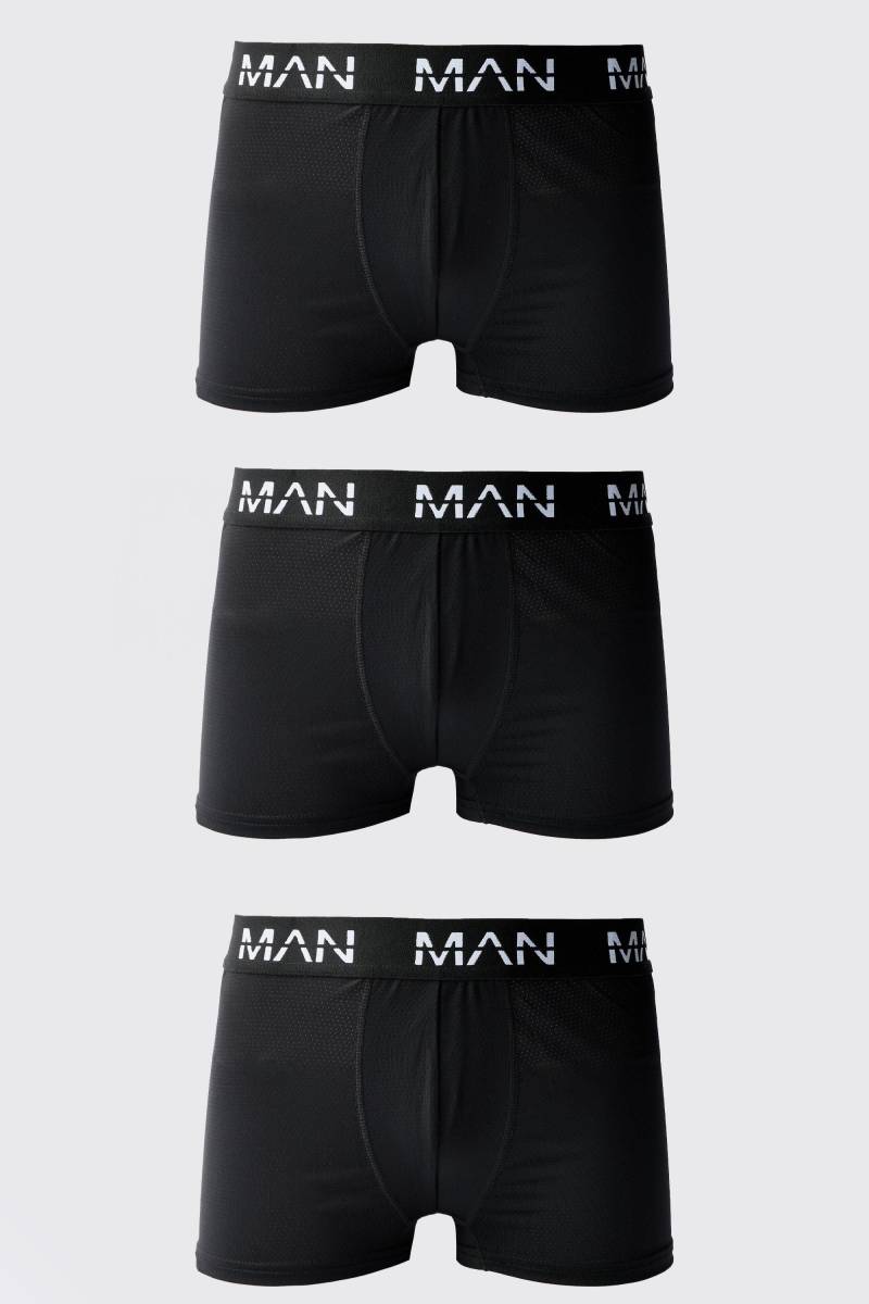 3Er-Pack Man Active Performance Boxershorts - Black - M, Black von boohoo