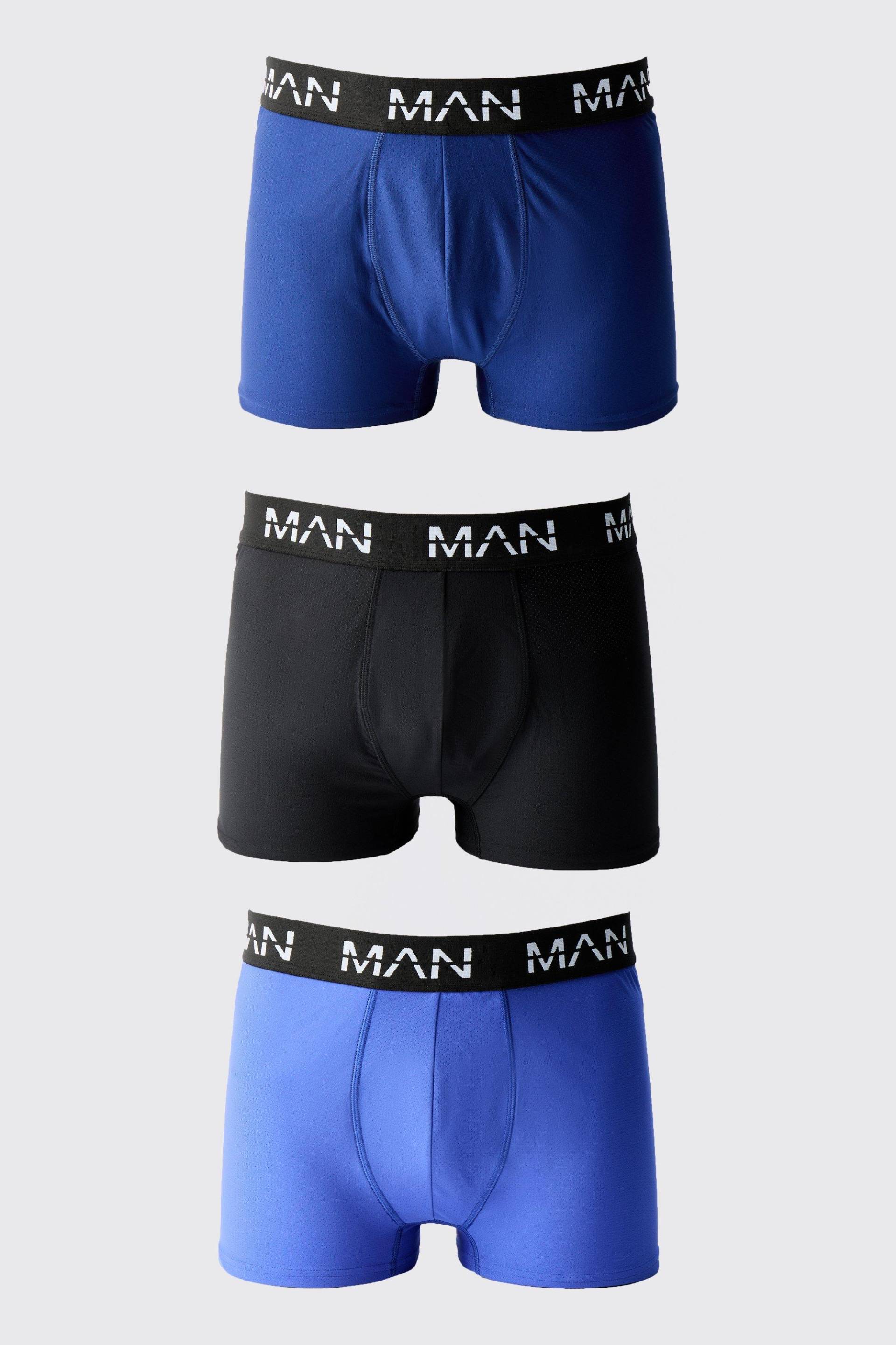 3Er-Pack Man Active Performance Boxershorts Mit Neon Logo - Multi - M, Multi von boohoo