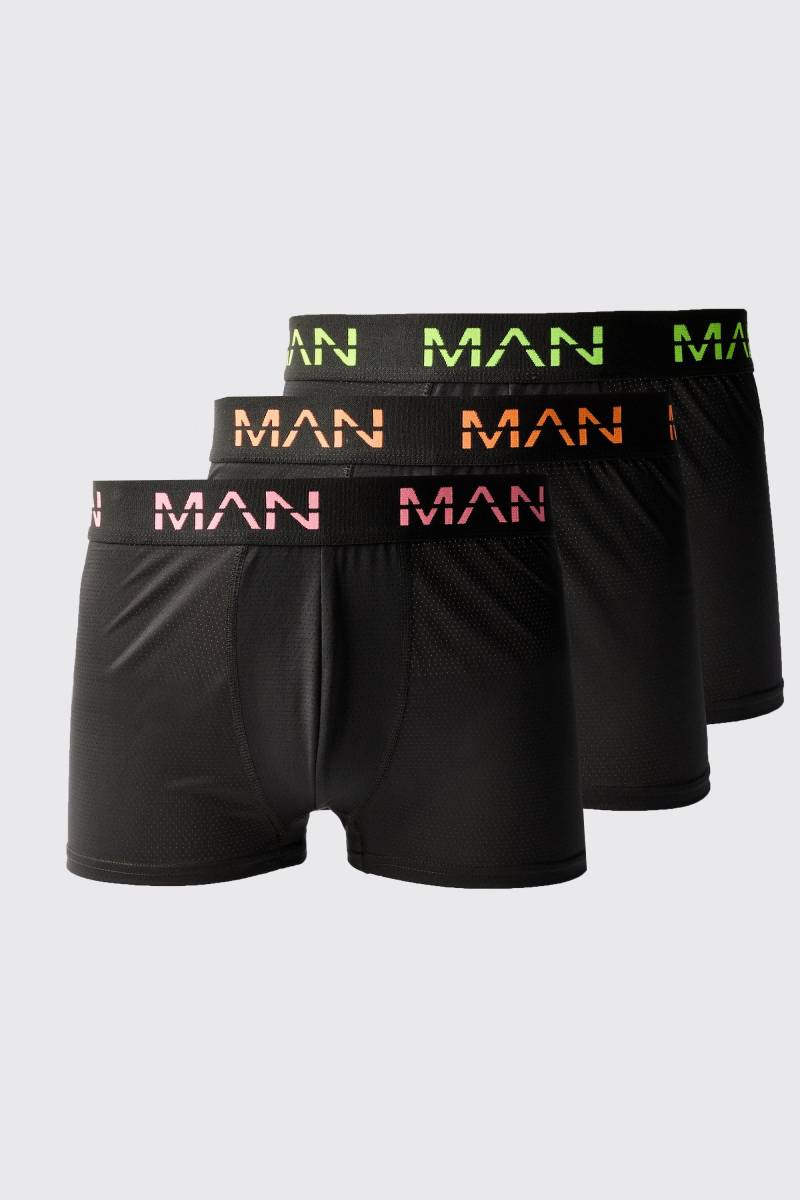 3Er-Pack Man Active Performance Boxershorts Mit Neon-Logo - Multi - S, Multi von boohoo