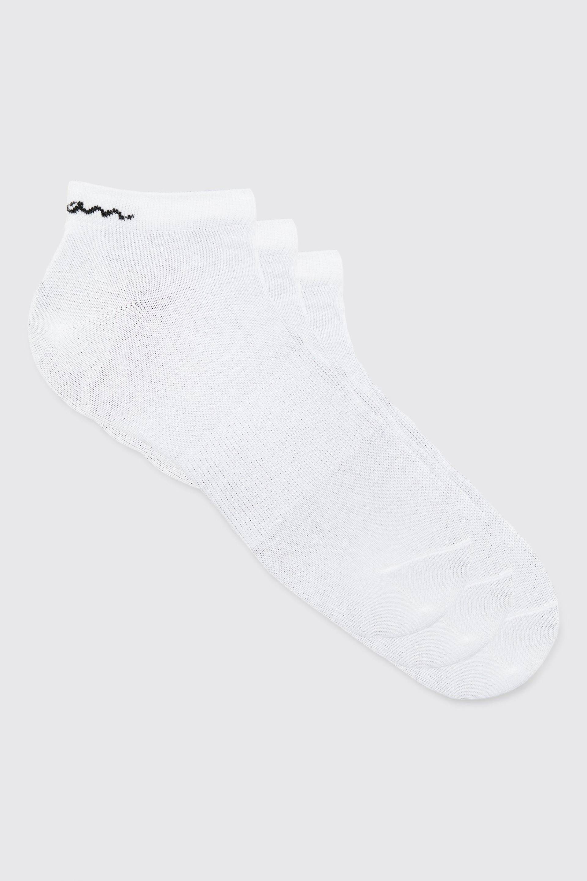 3Er-Pack Man Signature Sneaker-Socken - White - One Size, White von boohoo