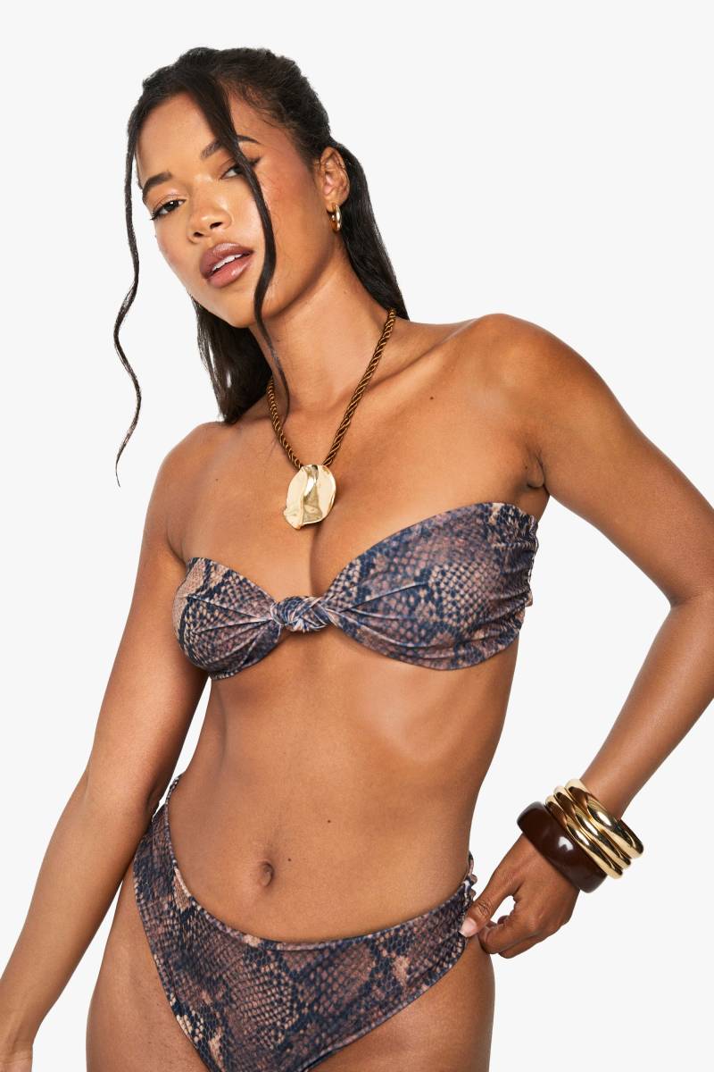 Badehose Essentials Bandeau-Bikinioberteil Mit Schlagenprint - Multi - 34, Multi von boohoo