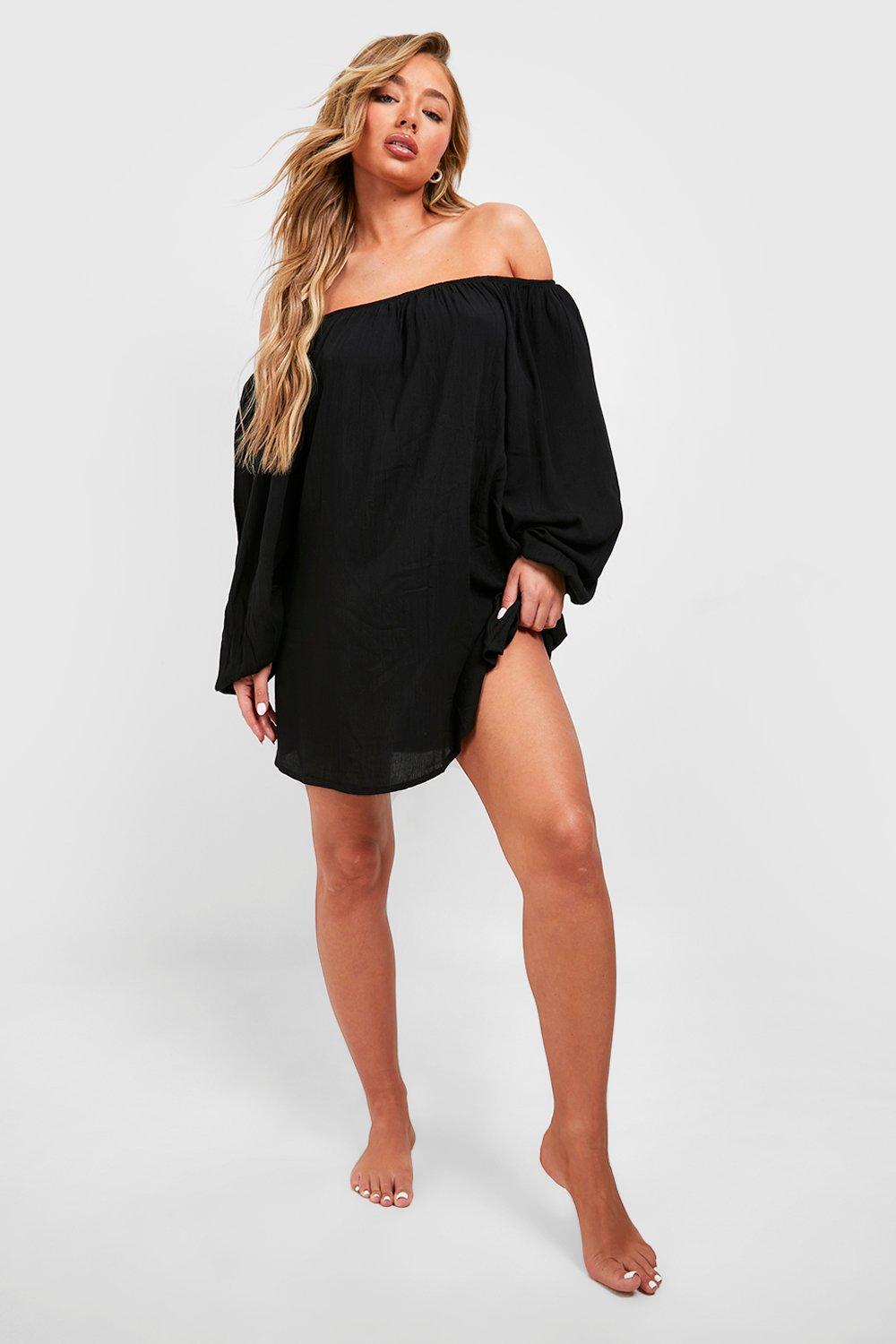 Bardot Strand-Minikleid - Black - M, Black von boohoo