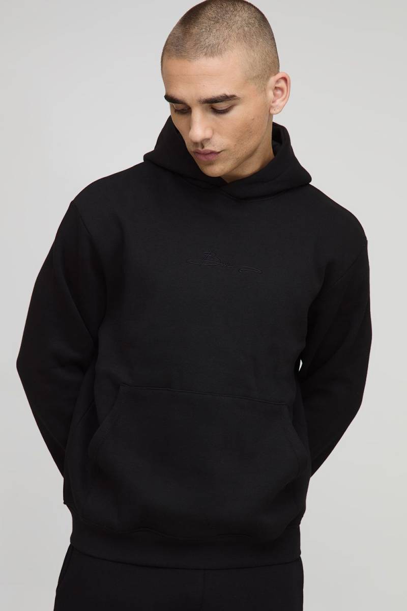 Basic Bm Signature Regular Fit Over The Head Hoodie - Black - Xs, Black Basic Bm Signature Regular Fit Over The Head Hoodie - Black - Xs, Black von boohoo
