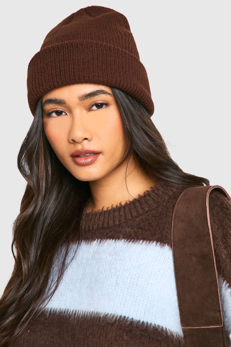 Basic Mütze - Chocolate - One Size, Chocolate von boohoo