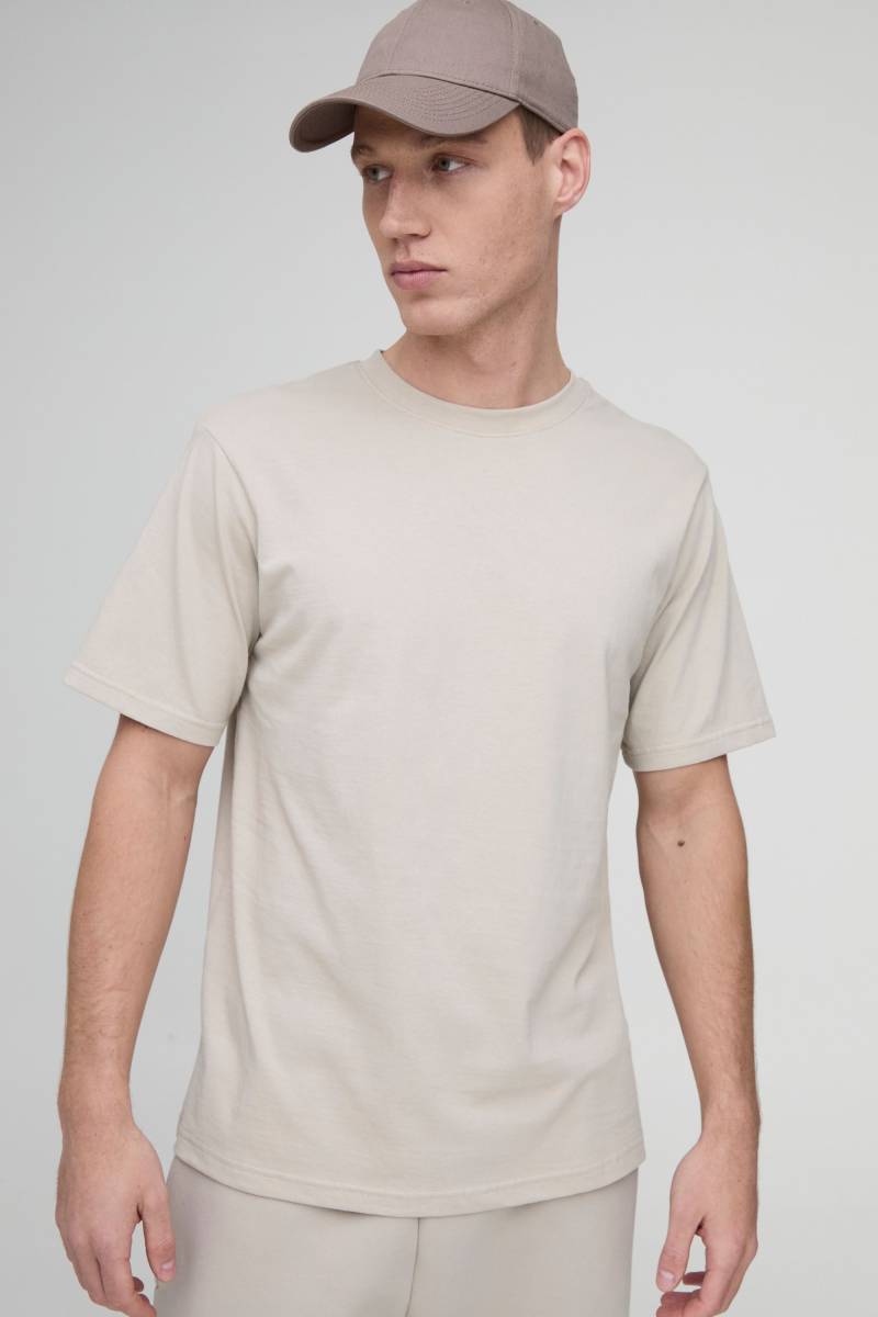 Basic Rundhals T-Shirt - Stone - L, Stone von boohoo