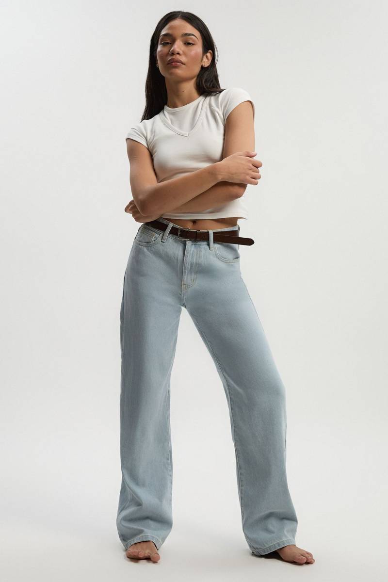Basics Boyfriend-Jeans Mit Hohem Bund - Bleached Blue - 10/32L, Bleached Blue von boohoo