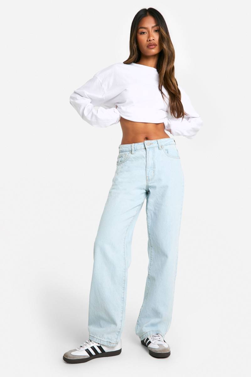 Basics Boyfriend-Jeans Mit Hohem Bund - Bleached Blue - 40, Bleached Blue von boohoo