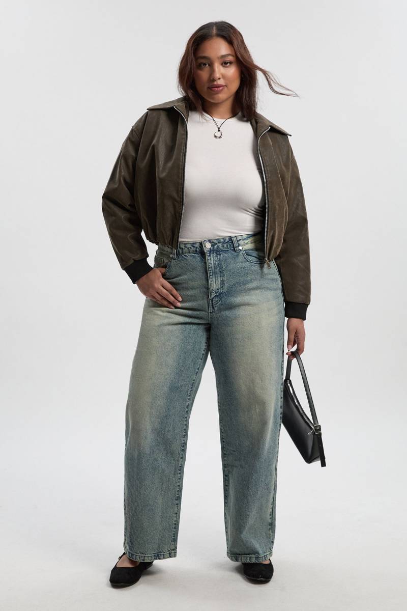 Basics Boyfriend-Jeans Mit Hohem Bund - Ice Blue - 46, Ice Blue von boohoo