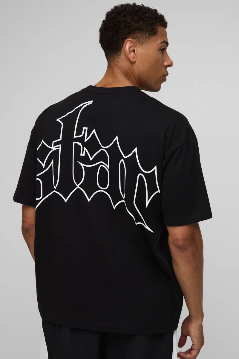 Black Oversized Star Printed T-Shirt - Xs, Black Black Oversized Star Printed T-Shirt - Xs, Black von boohoo