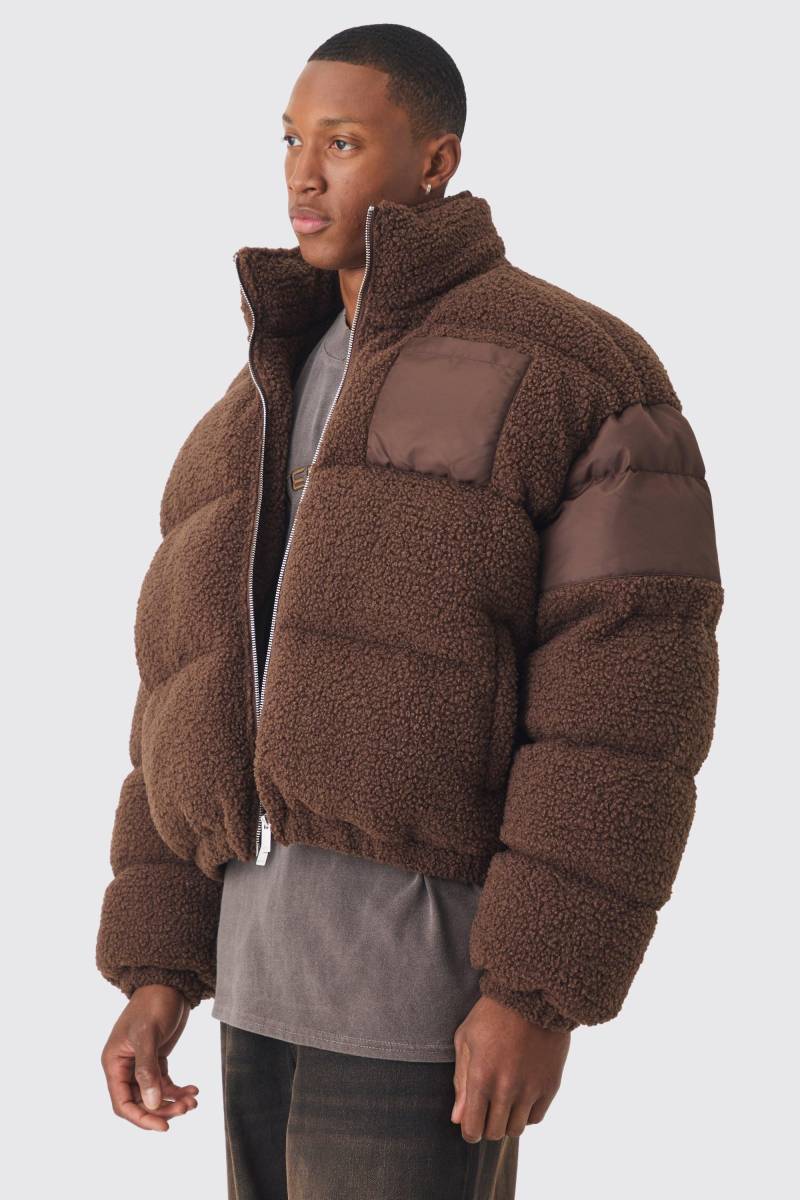 Borg & Nylon Steppjacke Mit Trichterkragen In Schokoladen-Tönen - Chocolate - Xs, Chocolate Borg & Nylon Steppjacke Mit Trichterkragen In Schokoladen-Tönen - Chocolate - Xs, Chocolate von boohoo