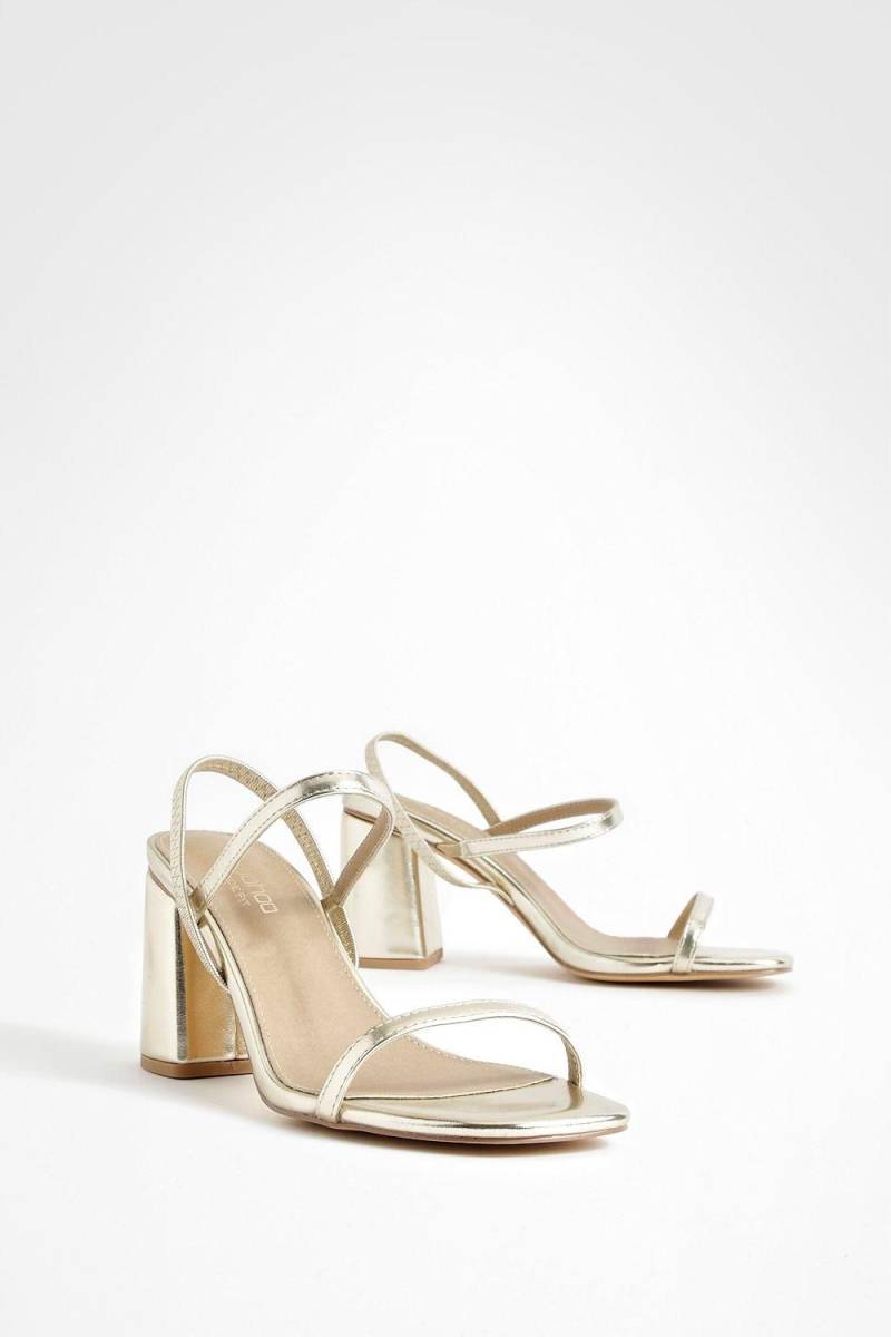 Breite Passform Elastische Heels Mit Blockabsatz - Gold - 40, Gold Breite Passform Elastische Heels Mit Blockabsatz - Gold - 40, Gold von boohoo