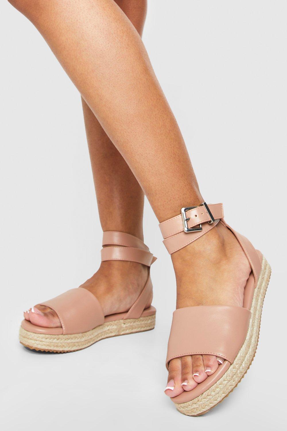 Breite Passform Platform-Sandalen - Nude - 40, Nude von boohoo