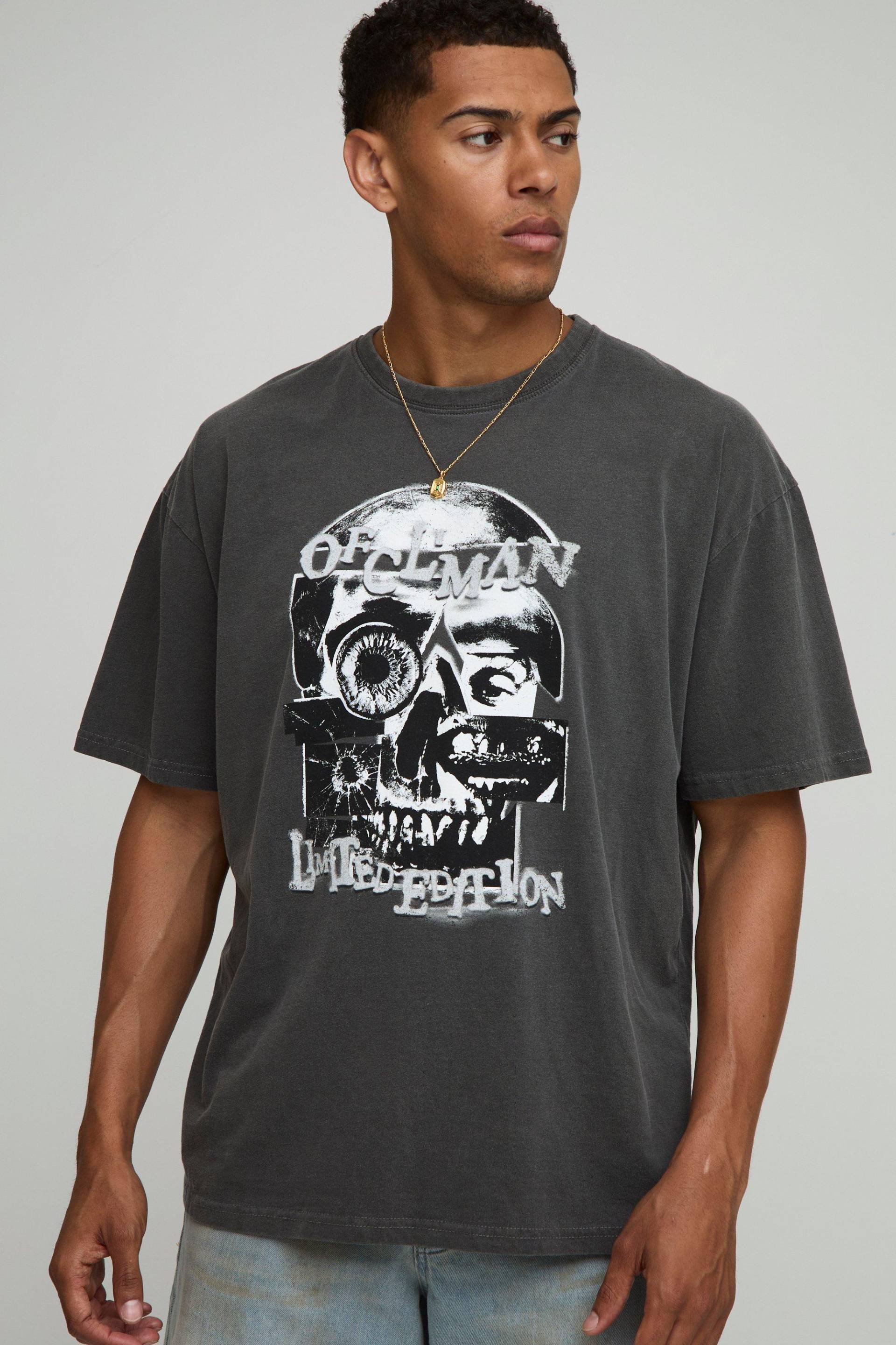 Oversize Official Man T-Shirt Mit Totenkopf-Print - Charcoal - M, Charcoal Oversize Official Man T-Shirt Mit Totenkopf-Print - Charcoal - M, Charcoal von boohoo