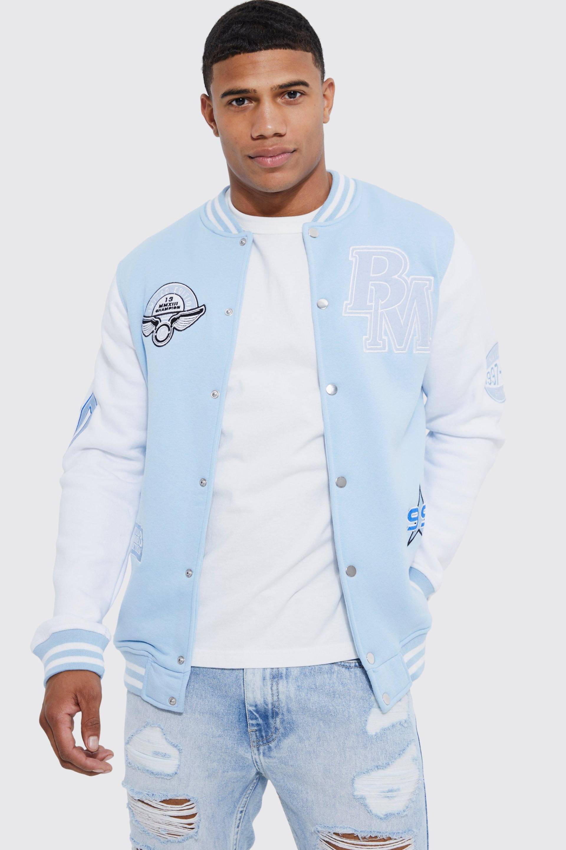 Collegejacke Mit Members Club Applique - Light Blue - M, Light Blue von boohoo