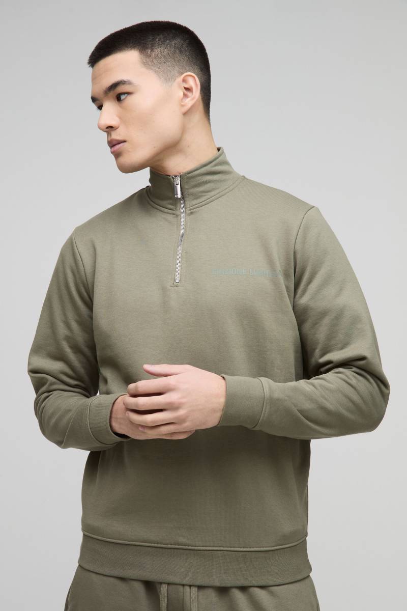 Edition Sweatshirt Mit Reißverschluss Und Trichterkragen - Khaki - M, Khaki von boohoo