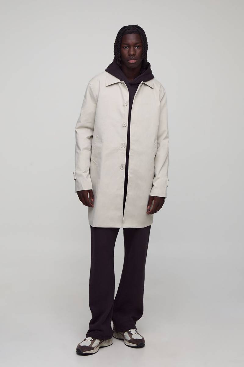 Einreihiger Poly Twill-Regenmantel - Stone - Xs, Stone Einreihiger Poly Twill-Regenmantel - Stone - Xs, Stone von boohoo